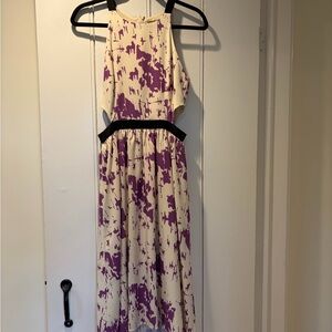 Karen Zambos Purple and Cream High Low Dress